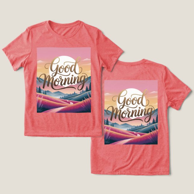 Bom dia caligrafia nascer do sol (Design Frente e Verso)