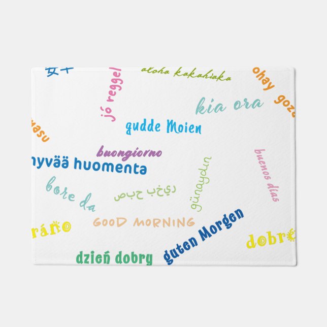 bom dia em muitos idiomas, tapete de banho (Frente)