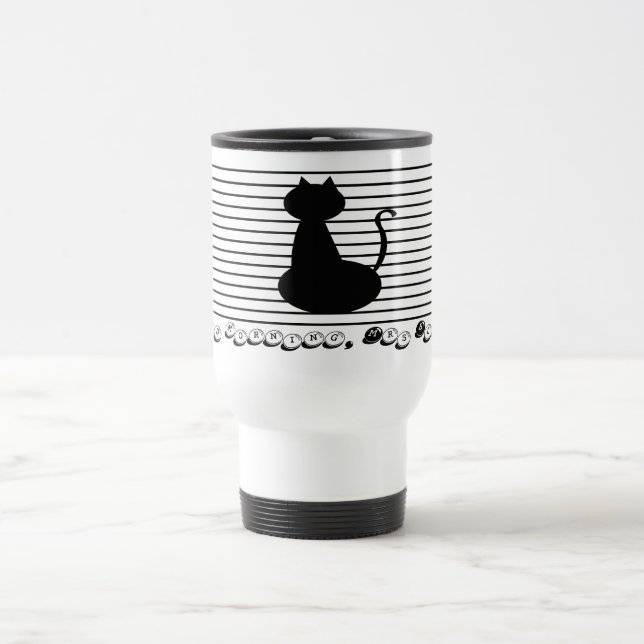 Bom dia Sra. Black Stainless Steel Caneca de viage (Centro)