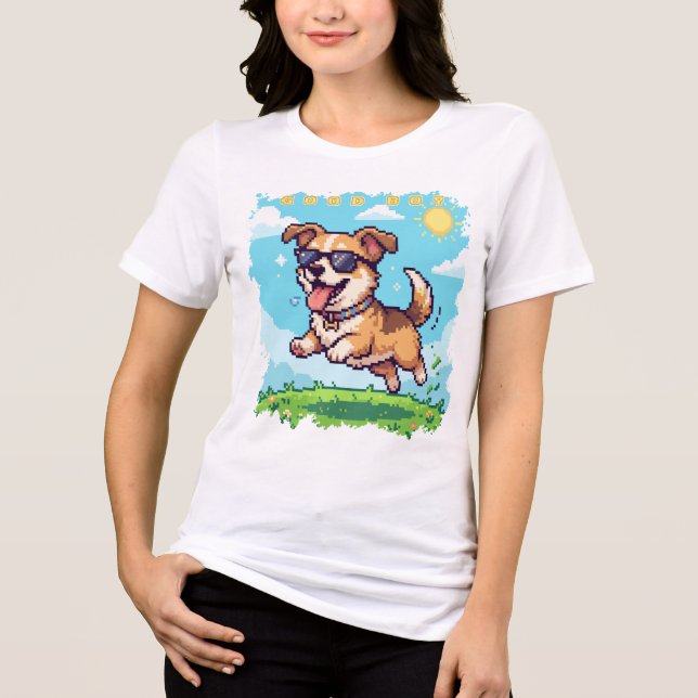 Bom Menino Pixel Cachorrinho Design de Jogos Retrô (Frente)