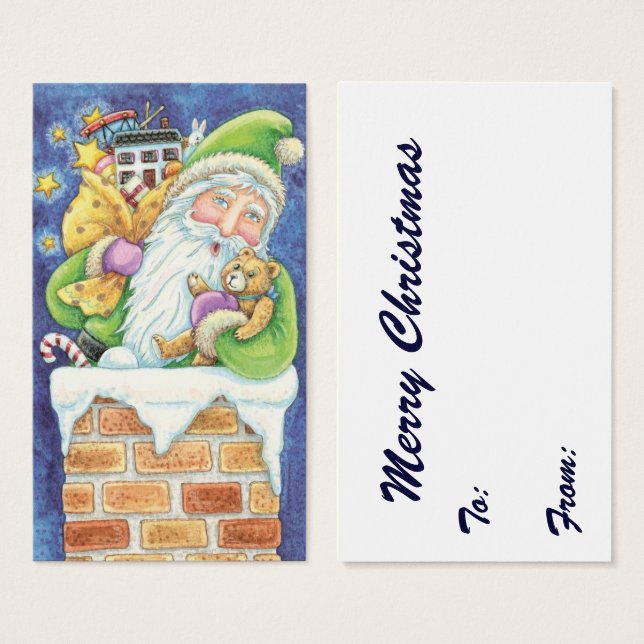 Bom Natal, Papai Noel em Chaminé com Brinquedos (Frente & Verso)