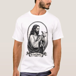 Bom Pastor Jesus Camisa da Fé com Gravação Vintage
