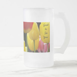 Bom ver você! Canecas de vidro flores coloridas de