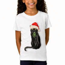 Bomba Gato Negra Criou Camisa de Natal Santa Hat
