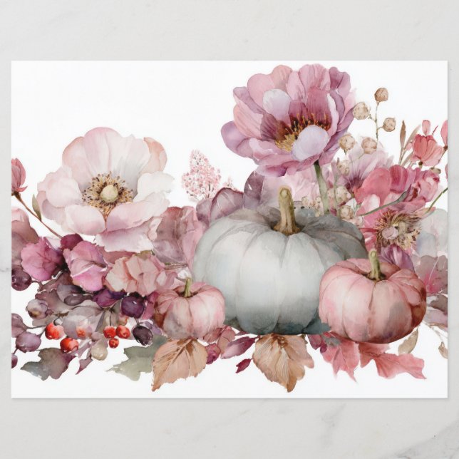 Bombas de outono e flores caem em papel de capa (Frente)
