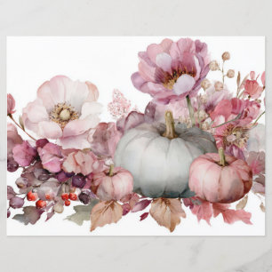 Bombas de outono e flores caem em papel de capa