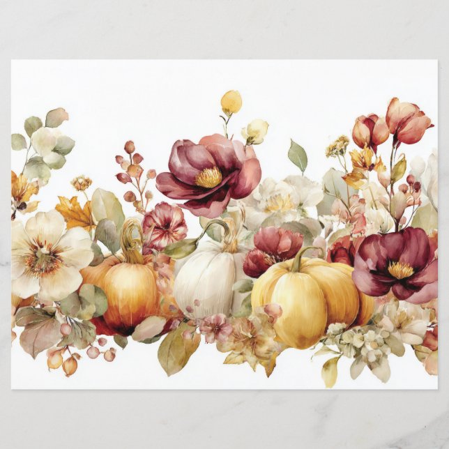 Bombas de outono e flores caem em papel de capa (Frente)