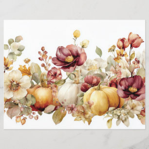 Bombas de outono e flores caem em papel de capa