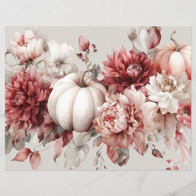 Bombas de outono e flores caem em papel de capa (Frente)