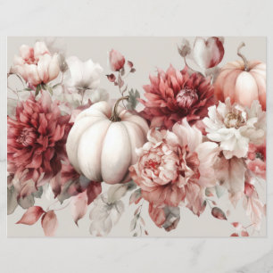 Bombas de outono e flores caem em papel de capa