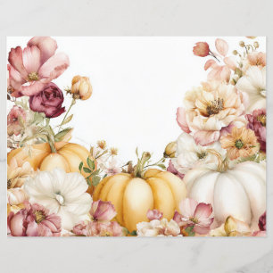 Bombas de outono e flores caem em papel de capa