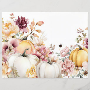 Bombas de outono e flores caem em papel de capa