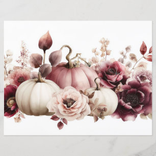Bombas de outono e flores caem em papel de capa