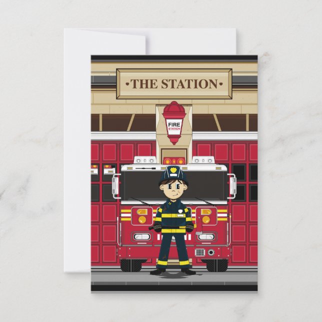 Bombeiro com placa RSVP do Motor de Fogo (Frente)