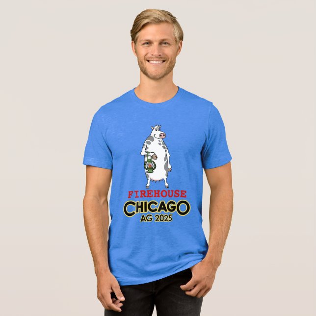 Bombeiro masculino no Chicago Daisy Tee (Frente Completa)