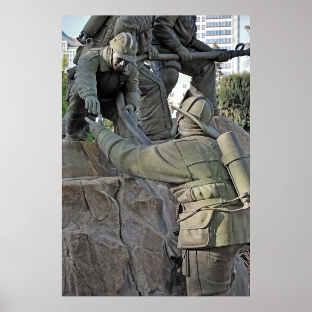 Bombeiro Memorial "segura a linha" poster (Frente)