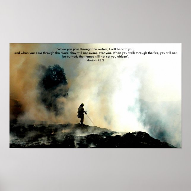 Bombeiro Poster - Isaiah 43:2 (Frente)