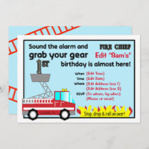 Bombeiro primeiro aniversario convites de festas