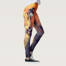 Bombeiro Watercolor Painting Leggings