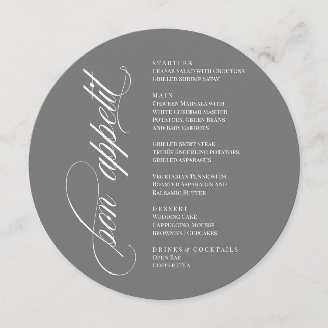 Bon Appetit elegant Menu (Frente)