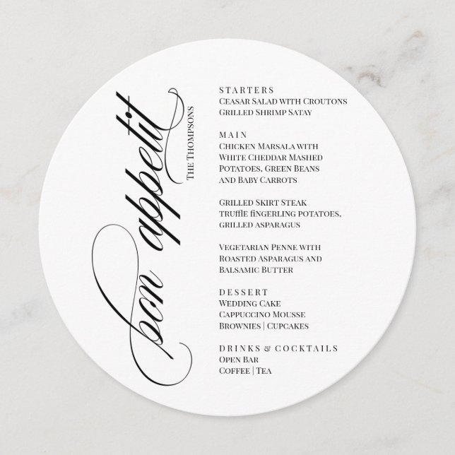Bon Appetit elegant Menu  (Frente)