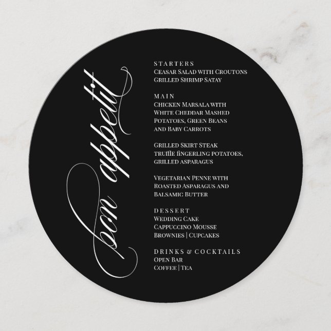 Bon Appetit elegant Menu (Frente)
