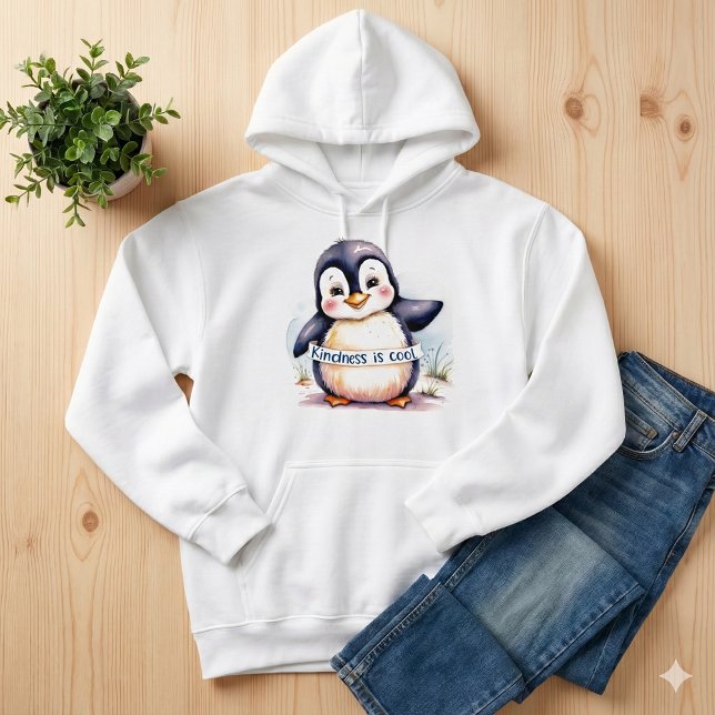 Bondade É Legal Crianças Que Suam (Encourage kindness with this cute penguin, "Kindness is cool" sweatshirt! )