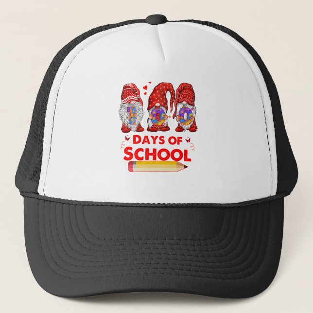Boné 100 Dias De Gnomos De Cúpula Escolar Aprendizagem  (Frente)
