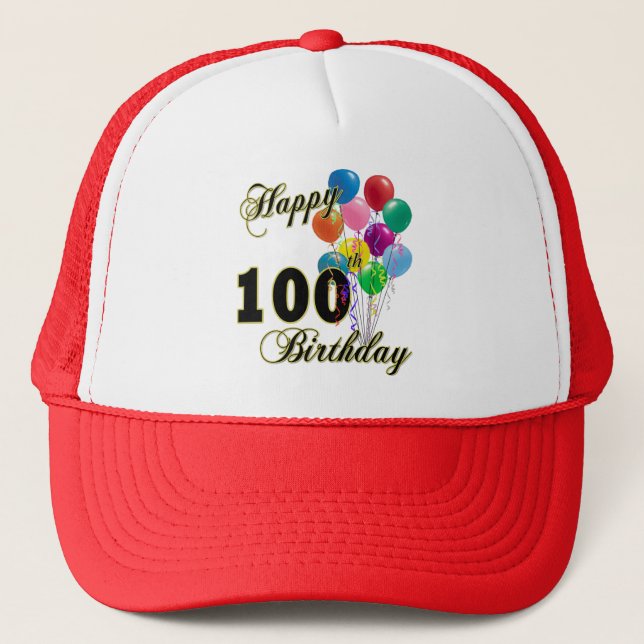 Boné 100th presentes de aniversário e roupa felizes do (Frente)