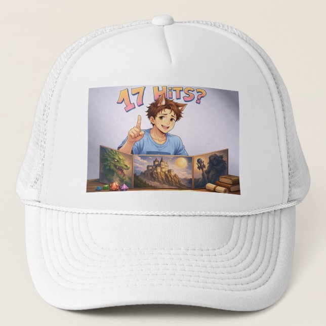 Boné 17 HITS? Funny RPG Anime T-Shirt | Dungeon Master  (Frente)