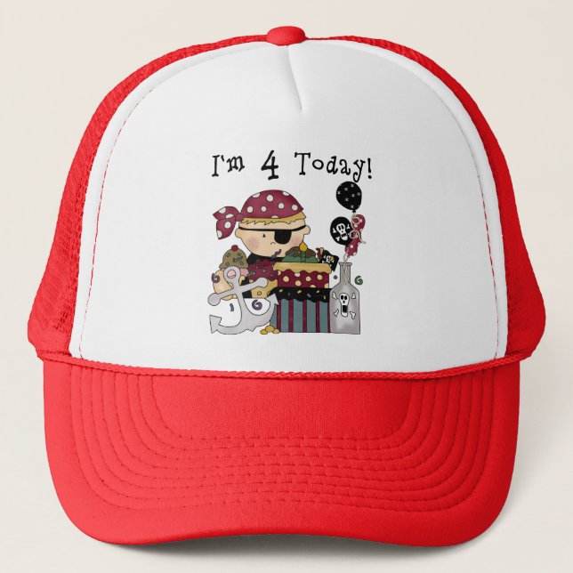 Boné 4º aniversário de Camisetas e presentes piratas (Frente)