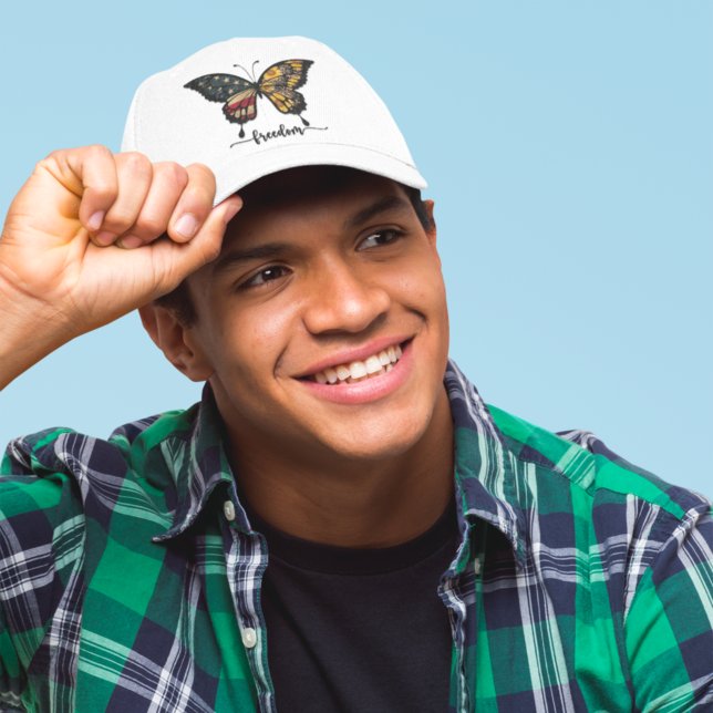 Boné 4 de julho Red White Blue Stars Borboleta Liberdad (Criador carregado)