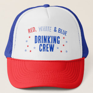Boné 4 de julho vermelho, branco e azul com estrelas