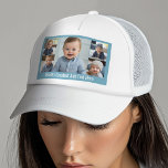 Boné 5 Colagem de Fotografias Azul Mínimo Moderno<br><div class="desc">Colagem de fotos com espaço para texto debaixo das fotos. Um roteiro de tendências faz disso um design moderno e mínimo com o tipo preto em um fundo branco. Uma maneira divertida de capturar memórias e compartilhá-las com amigos e familiares.</div>