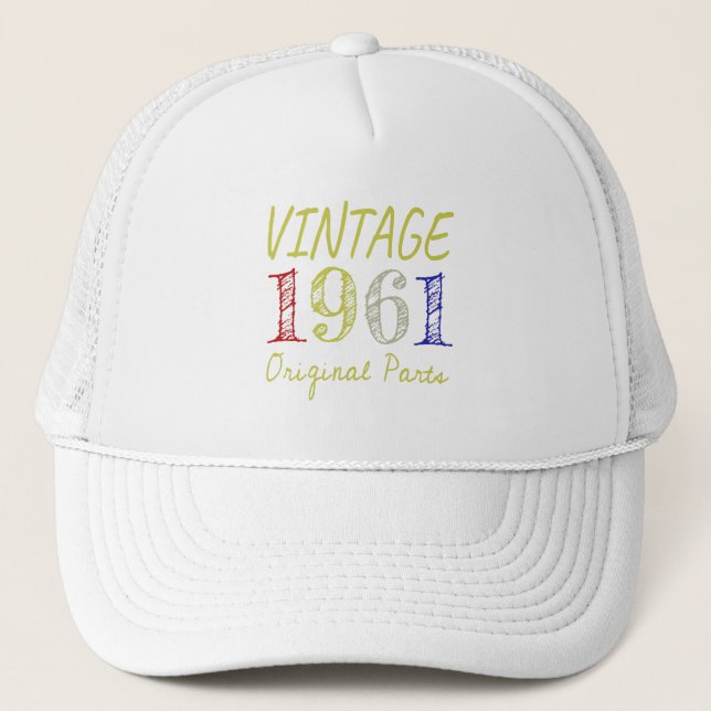 Boné 60º aniversário Gift Vintage 1961 Partes originais (Frente)