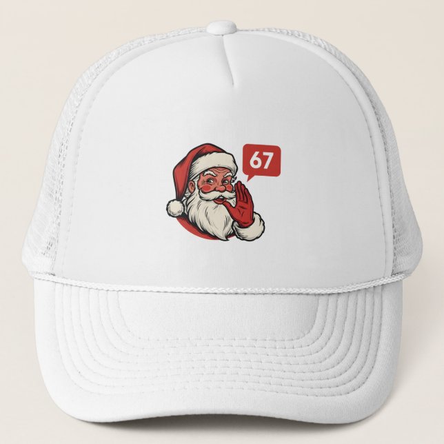 Boné 67 Natal Alegre Seis Sete Brainrot Papai Noel (Frente)