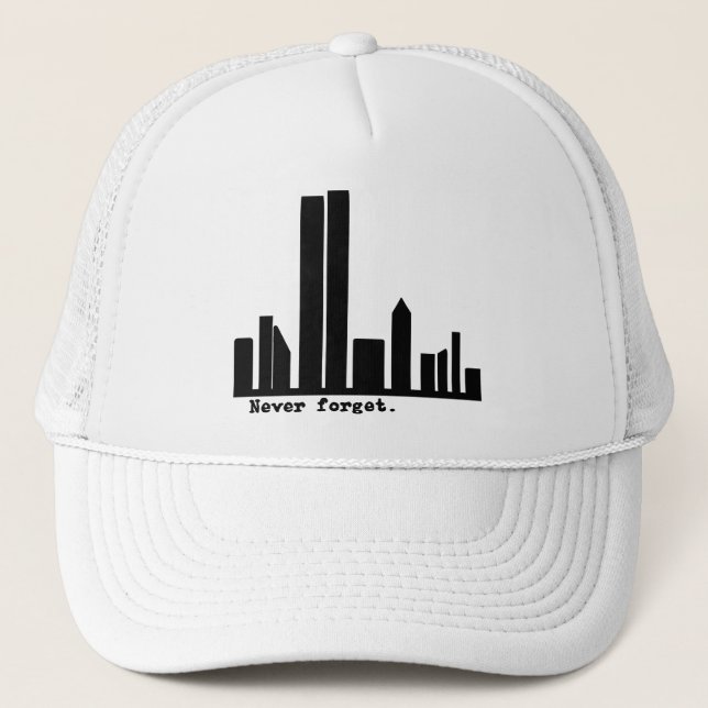 Boné 9-11 nunca esqueça o camiseta da skyline de NY, (Frente)