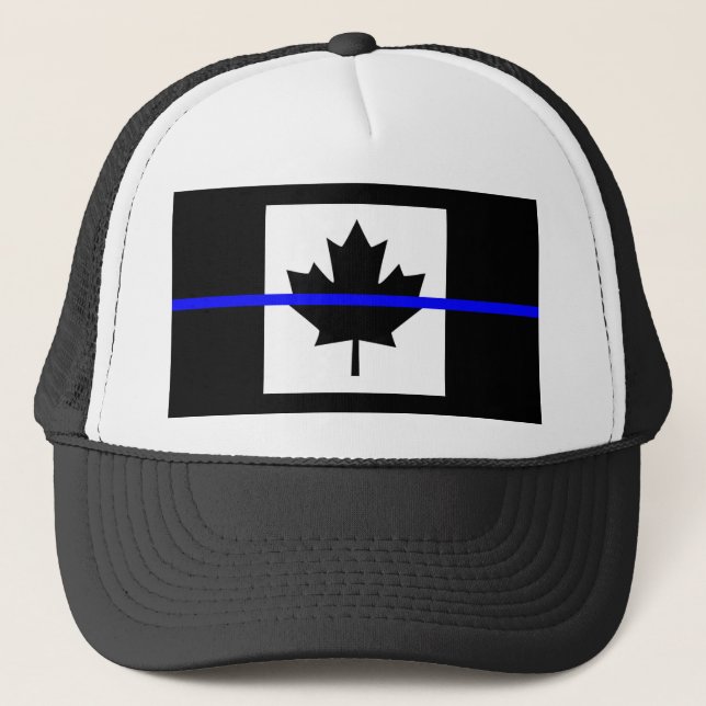Boné A linha azul-fina simbólica no canadense Maple Lea (Frente)