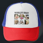 Boné A melhor coleção de fotos do Pai mundial de cães 6<br><div class="desc">Este moderno chapéu de caminhoneiro personalizado para pais apresenta seis design de colagem de fotos de arte em texto lendo "O Melhor Pai do Mundo". Preencha a inscrição com suas fotos favoritas de cachorro para um presente único para aquele amante especial de cachorro em sua vida. Elaborado por ©Susan Coffey....</div>