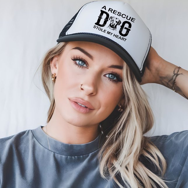 Boné A rescue Dog Steal My Heart Dog Lover Design (Criador carregado)