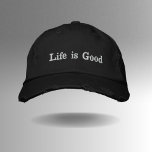 Boné A vida é boa<br><div class="desc">Adote positividade com o Boné bordado de beisebol "A vida é boa". Criado a partir de 100% de algodão e de roupa lavados para suavidade máxima, este boné de baixo médio não estruturado, com seis painéis, oferece conforto e estilo. O fecho traseiro ajustável garante um ajustado perfeito para todos. Vista...</div>