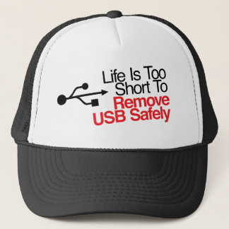 Boné A vida é demasiado curta remover com segurança USB