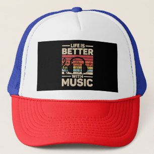 Boné A Vida É Melhor Com Camiseta De Amante De Música M