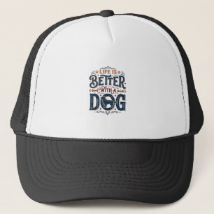 Boné A Vida é Melhor Com um Cachorro Design de Gravura