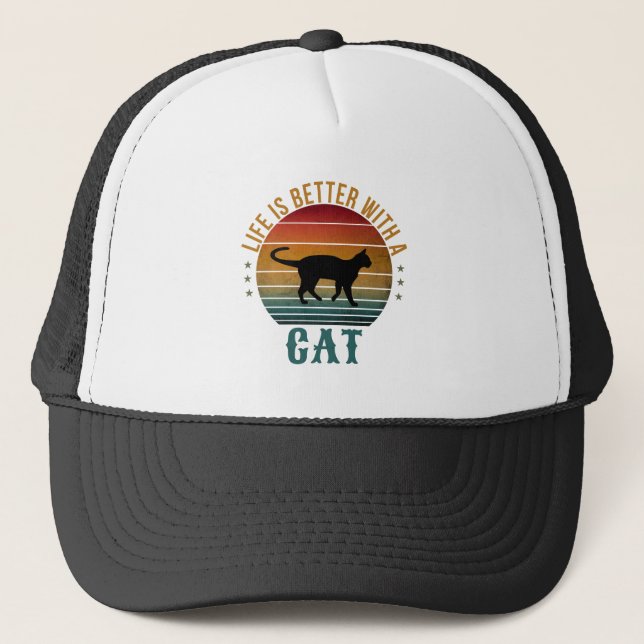 BONÉ A VIDA É MELHOR COM UM CHAPÉU DE GATO (Frente)
