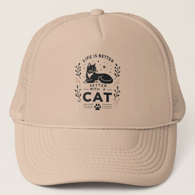 Boné A vida é melhor com um gato (Frente)