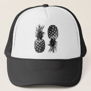 Boné Abacaxi tropical preto e branco Elegante