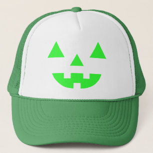Boné Abóbora de Halloween Jack O Lantern Rosto Verde