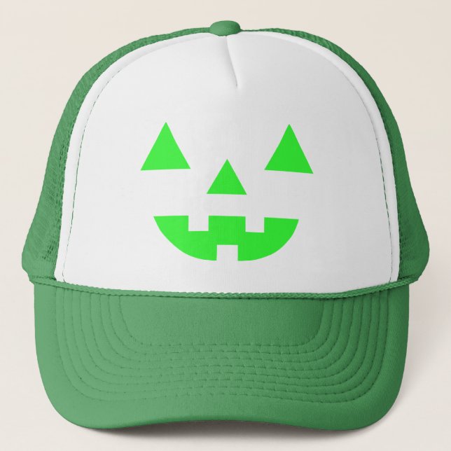 Boné Abóbora de Halloween Jack O Lantern Rosto Verde (Frente)