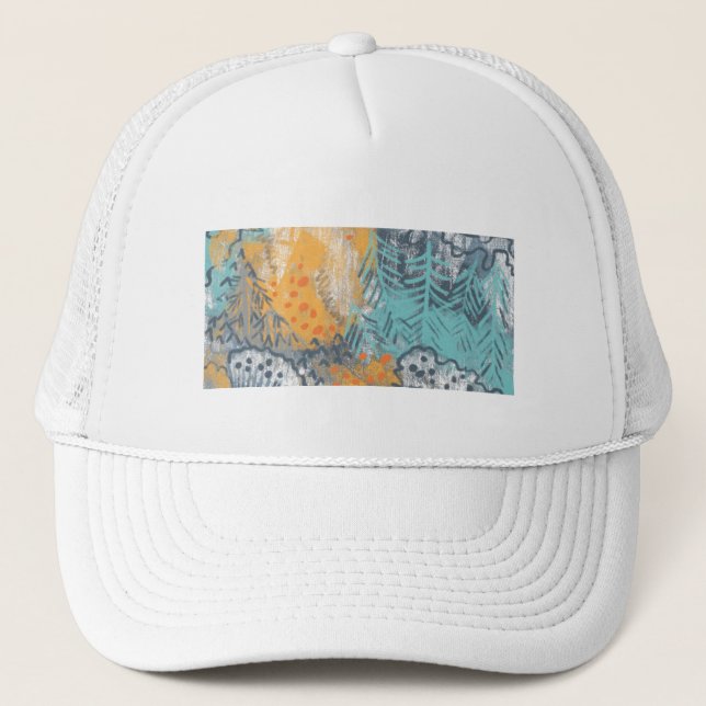 Boné abstrato floral Trucker Hat (Frente)
